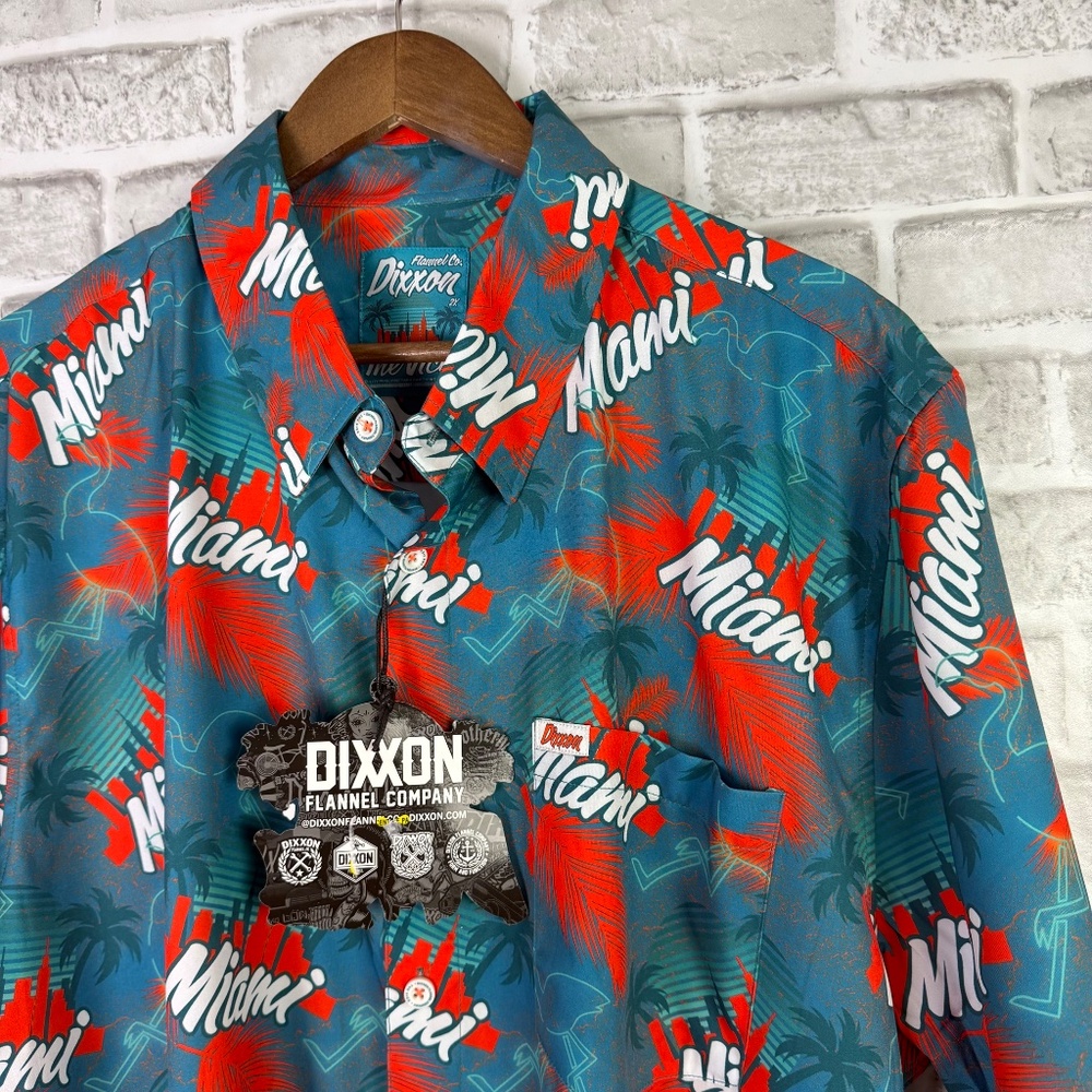 Dixxon Flannel Co. The Vice Colorful Miami Vibes Lightweight Button Up Shirt 2XL - Picture 2 of 5